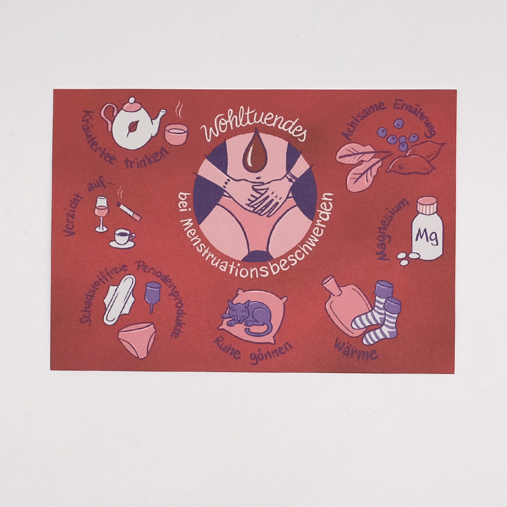 Postkarte "Wohltuendes bei Menstruationsbeschwerden"